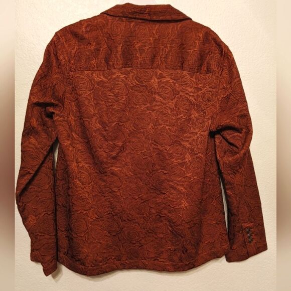 CHICO'S Chocolate Brown Brocade Jacket Office Career Size 2 - Picture 2 of 8